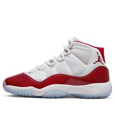 (GS) Air Jordan 11 Retro 'Cherry' 378038-116-KICKS CREW Jordans 11 Retro, Casual University Red Basketball Shoes With Air Max Cushioning, University Red Casual Basketball Shoes With Air Max Cushioning, Sporty University Red Sneakers With Cushioned Footbed, University Red Sneakers With Air Cushioning For Streetwear, University Red Basketball Shoes With Air Max Cushioning, Red Sneakers For Light Sports, University Red Sneakers With Cushioned Footbed For Light Sports, University Red Sneakers For Light Sports With Round Toe