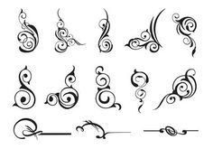 a set of calligraphy letters with swirls