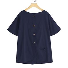 Oversized Vintage Cotton Tops Women Blouses Short Sleeve Buttons Casual Shirts Pockets Loose Tops Blouses Short Sleeve, Half Sleeve Blouse, Blouse Short Sleeve, Summer Blouses, Women Blouses, Loose Shirts, Loose Tops, Casual Blouse, Plus Size Blouses