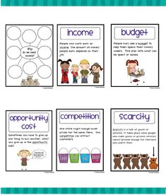 four different types of money worksheet for students to practice their financial and economic skills