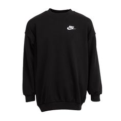 NIKE SPORTSWEAR CLUB FLEECE OVERSIZED SWEATSHIRTGet ready to cozy up in style with this supersized sweatshirt that's all about comfort—no restrictions here, just pure ease wherever you wander. Its exterior is as smooth as a dance move, while the inside is all snuggly softness, like a marshmallow hug. When you're in the mood for a dash of extra toasty vibes, this lightweight fleece has your back (and front). And let's not forget the cherry on top: that oh-so-classic embroidered Futura logo grinni Nike Crewnecks, Nike Clothing, Nike Sportswear Club Fleece, White Kicks, Cherry On Top, In The Mood, Nike Outfits, Dance Moves, Short Jacket