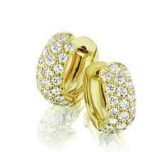 Springer's Collection Earring Springer's Collection 18K Yellow Gold and Diamond Huggie Earrings Pave Diamond Earrings, Diamond Huggie Earrings, Huggie Earrings, Huggies Earrings, Estate Jewelry, Pave Diamonds, Jewelry Inspiration, Pink And Gold, Round Diamonds