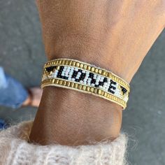 NEW ARRIVAL: Taj LOVE Bracelet - White & Black Mumtaz Mahal, Yas Queen, Colorful Bracelet, The Taj Mahal, Beach Boutique, Love Bracelet, Meaning Of Love, Loom Patterns, Women Artisans