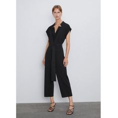 Nwt Zara Size S Black Jumpsuit With Belt Brand New With Tags Jumpsuit With Lapel Collar, V-Neck, And Short Sleeves. Tonal Matching Belt. Fabric Is Elastic. - 96% Polyester, 4% Elastane Casual Black Jumpsuit For Office, Casual Black Jumpsuits And Rompers For Office, Chic Black Summer Pantsuit, Black Bodysuit For Work In Spring, Black Bodysuit For Workwear In Spring, Black Bodysuit For Spring Workwear, Spring Workwear Black Bodysuit, Black Jumpsuit For Formal Spring Events, Chic Spring Workwear Bodysuit