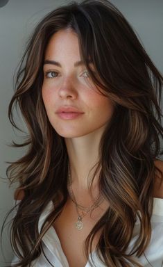 Face Framing Layers Long Hair Wavy Curly, Natural Hair And Makeup Looks, Loose Waves Medium Length Hair, Textured Mid Length Hair, Hair For Heart Shaped Face, Brown Hair Looks, Oval Face Haircuts, Hair Inspiration Long