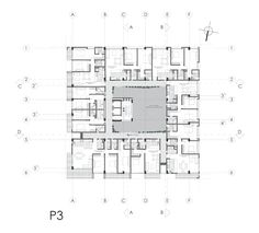 the floor plan for an apartment building with multiple floors and several rooms, all in different sections