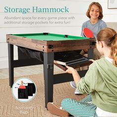 Hours of fun for family and friends makes for friendly competition through a variety of games. With this table, you'll have multiple game options for every day of the week! Over 50 accessories fit inside a unique bottom-mounted storage hammock. Gather everyone and choose between foosball, air hockey, ping pong, basketball, and even archer! With other options like billiards, chess, checkers, cards, bowling, and sling puck, you'll never run out of fun times. A stable, space-saving design embodies Multi Game Table, Home Game Room, Archery Set, Ball Pump, Foosball Table, Air Hockey, Foosball, Game Table, Playing Card Deck