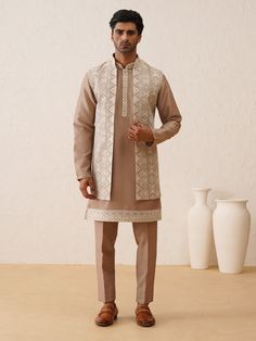 Designer Nehru jacket with Silk kurta pajama for groom & his friends & Family made from the finest fabric will make you feel like a king.you can customize it according to your measurement as the fitting make it more beautiful to wear.indian vest,vest with kurta,eid dress,eid kurta pyjama,diwali kurta pyjama,wedding kurta Bandhgala With Chikankari Embroidery For Eid, Eid Bandhgala With Chikankari Embroidery And Stand Collar, Traditional Kurta With Chikankari Embroidery And Stand Collar, Designer Anarkali Nehru Jacket With Chikankari Embroidery, Wedding Sherwani With Chikankari Embroidery And Stand Collar, Stand Collar Kurta For Eid Weddings, Eid Nehru Jacket With Zari Work And Stand Collar, Festive Anarkali Nehru Jacket With Chikankari Embroidery, Eid Nehru Jacket With Chikankari Embroidery