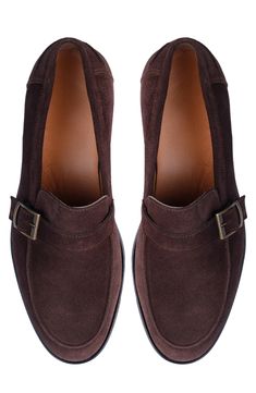 Handmade of buttery suede, this apron-toe dress shoe with a classic monk silhouette offers a sophisticated, elegant look. Leather upper and lining/synthetic sole Made in Turkey Elegant Suede Monk Strap Shoes For Semi-formal, Elegant Suede Monk Strap Shoes For Semi-formal Occasions, Elegant Semi-formal Suede Monk Strap Shoes, Elegant Suede Monk Strap Shoes For Business, Suede Slip-on Monk Strap Shoes For Formal Occasions, Suede Monk Strap Shoes With Round Toe For Semi-formal, Suede Slip-on Monk Strap Shoes For Business, Elegant Monk Strap Shoes With Suede Lining, Elegant Suede Monk Strap Slip-on Shoes