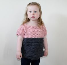 Perfect little jumper for a puddle jumping day or a dressy tea party kind of day! Find this crochet pattern and more baby inspiration at LoveCrochet.Com. Two Tone Sweater, Rose Crochet, Crochet Baby Sweater, Baby Frock Pattern, Crochet Toddler, Frock Patterns, Sweater Crochet, Sweater Crochet Pattern, Knitting For Kids