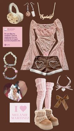 Cookies Outfit, Pink And Brown Outfit, Melanie Martinez Outfit, Brown Outfit Aesthetic, Melanie Martinez Outfits, Milk Cookies, Milk N Cookies, Brown Outfit, Pink And Brown