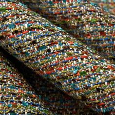 multicolored tweed fabric close up