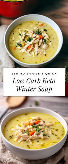 Image for Low Carb Keto Winter Soup Healthy Soup Low Carb, Keto Friendly Creamy Soups, Keto Crockpot Recipes Soup, Keto Wedding Soup, Quick Keto Soup, Easy Keto Chicken Soup, Healthy Keto Soup, Chicken Soup Keto Recipes, Best Keto Soup Recipes