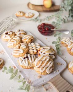 there are many desserts on the table ready to be eaten