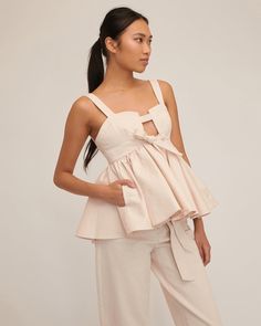 Leighton Denim Empire Top | MARISSA WEBB | MARISSA WEBB Empire Top, Ruffle Apron, Marissa Webb, Floral Peplum Top, Suede Tops, Ruffle Tank Top, Floral Peplum, Walk In The Park, One Shoulder Tops