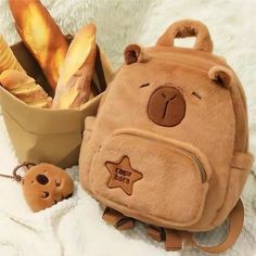 Cute Brown Bear, Kawaii Pillow, Green Eyed Cat, Capybara Plush, Puppy Backpack, Bear Backpack, Kawaii Games, Kawaii Bags, Kawaii Backpack