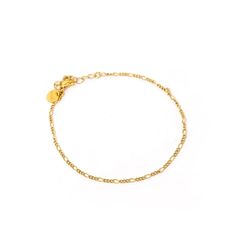 Upgrade your ankle game with our Figaro Anklet Chain! Made with 14k gold plated brass and PVD plating for water resistance, this adorable figaro chain adds a touch of elegance to any outfit. With an adjustable size of 9" + 1", it's perfect for anyone. Don't miss out on this water resistant accessory! Adjustable Gold Plated Anklets, Adjustable Gold Bracelet With Figaro Chain, Adjustable Figaro Chain Bracelet For Everyday, Adjustable Gold Figaro Chain Bracelet As Gift, Adjustable Yellow Gold Figaro Chain Bracelet, Adjustable Gold Chain Anklet As Gift, Adjustable Gold-plated Anklets, Adjustable Gold Anklets With Extender, Anklet Chain