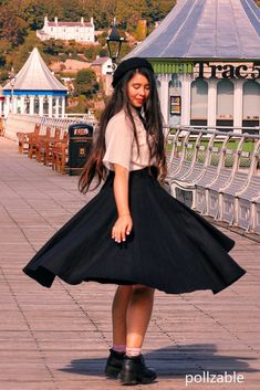 "A circle skirt is a full, swing skirt that gets its name from the circular shape of the skirt when it is spread out. Find your winter skirt in this black knee length skirt from Xiaolizi. The woman skirt made from a soft wool fabrication in a pull-on construction + circle silhouette. DETAIL * More colors available https://etsy.me/37SchQv * 30% wool, 30% fiber, 40% polyester * fully satiny lining, only attached at the waist * Hidden zipper in the back * Two pockets on each side * high waist skirt Retro Black A-line Skirt, Black A-line Retro Skirt, Black Retro A-line Skirt, Black Flared Petticoat With Pleated Skirt, Black Flared Petticoat, Voluminous Pleated Full Petticoat, Fitted Full Skirt Pleated Petticoat, Fitted Full Pleated Petticoat, Retro Black Lined Skirt