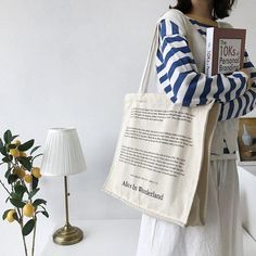 Story Canvas Shoulder Bag freeshipping - Julie bags Daily Bag, Handbag Outfit, Student Bag, Handbags Tote, Cute Tote Bags, Eco Bag, Book Bag, Canvas Shoulder Bag, Letter Patterns