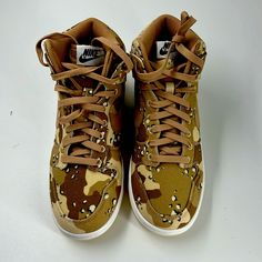 Nike Camouflage Dunk High. Brand New. 100% Authentic. Purchased On Snkrs App. Does Not Come With Shoe Box. Casual Camouflage Leather Sneakers, Casual Leather Camouflage Sneakers, Camouflage Leather Sneakers For Streetwear, Leather Camouflage Sneakers For Streetwear, Camouflage Leather Sneakers With Round Toe, Leather Camouflage Sneakers With Round Toe, Nike 270, Air Jordans Women, New Nike Air Force