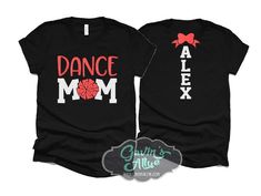 Glitter Dance Tshirt |  Dance Mom Shirt | Short Sleeve Dance Mom T-Shirt | Bella Canvas Dance Shirt | Customize Colors PLEASE READ BEFORE ORDERING Please read full description before ordering we cannot be responsible for mistakes made by not reading the full description. ORDERING INSTRUCTIONS: 1. Select your Garment Size/Color Each size must be selected separately. Please do NOT leave a list of sizes in the notes. This will delay your order 2. In the Personalization Section(Add requested info be Stretch T-shirt With Letter Print For Party, Black Short Sleeve Top For Dance Class, Black Graphic Print T-shirt For Dance, Black Letter Print Dance Top, Black Glitter Print T-shirt For Cheerleading, Black Graphic Print Top For Dance Class, Black Top With Graphic Print For Dance Class, Black Graphic Print Tops For Dance, Stretch Black Top For Dance Class