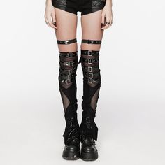 This punk leg warmer is made of ripped knitted fabric, patent leather, and mesh. Detailed design with irregular flared hem, multiple adjustable buckles loop, and with a grater. Slim-fit silhouette and slightly elastic fabric. 
 
Material:?Cotton; Polyester; Elastane; Faux Leather; Acrylicfiber 
Weight: 0.326KG 
Size:?XS-S; M-L; XL-2XL 
SKU:?WS-622JTF Garter Black, Leg Warmer, Punk Rave, Gothic Outfits, Elastic Fabric, Leg Warmers, Clutch Handbag, Sewing Ideas, Cross Body