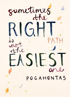 a quote that reads sometimes the right is not the fastest one pocahontas