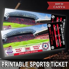 a ticket for a sporting event is shown with coffee beans and cinnamons on the table