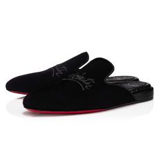 Christian Louboutin Navy Coolito Flat Black Velvet Backless Slide Loafer 42 9 ********** Christian Louboutin ********** Brand: Christian Louboutin Size: 42 (Us Mens 9) (Know Your Louboutin Size) Name: Navy Coolito Color: Black Style: Backless Slide Style#: 3211097 Material: Vels Ds Brode / Nap / Clf Ali / Gg Slip On Style Backless Slides Loafers Louboutin Script Black Logo Black Velvet Fabric Material Classic Red Rubber Sole Brand New In Box, Comes With Box And Dust Bag 100% Authentic Or Your Mo Black Slip-ons With Leather Sole For Galas, Black Leather Slip-ons For Evening, Black Leather Evening Slip-ons, Black Almond Toe Slip-ons For Galas, Luxury Black Loafers With Rubber Sole, Black Loafers With Removable Insole For Galas, Formal Black Slip-on Mules, Black Flat Heel Loafers For Galas, Formal Mules With Red Sole And Round Toe