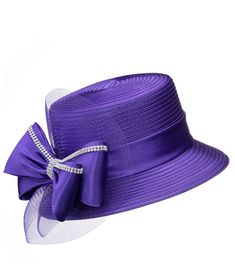 Giovanna Collection The Essence of a Beautiful Hat Relationship Fabulous Coordinating Hats at Truly Remarkable Price Style: HR1055 Brocade Small Brim Hat w/ Ribbon Bow Color: Purple Adjustable Purple Top Hat With Curved Brim, Adjustable Flat Brim Top Hat For Church, Adjustable Fedora Mini Hat For Church, Purple Adjustable Hat For Kentucky Derby, Adjustable Purple Hat For Kentucky Derby, Adjustable Wide Brim Purple Mini Hat, Adjustable Short Brim Boater Hat For Church, Purple Adjustable Hat For Church, Adjustable Purple Hat For Church