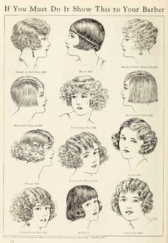 an old book with different hairstyles and styles on the page, which is written in