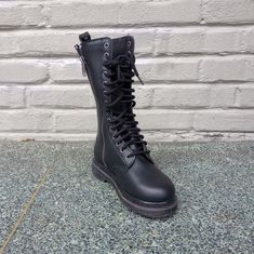 The Demonia Bolt-300 Is A Black Calf-High Boot With Front Lacing And A Side Zip Closure. Us Men's Sizing. #Demoniabolt #Bolt300 #Demonia Urban Round Toe Boots With Laces, Urban Boots With Laces And Round Toe, Urban Style Boots With Round Toe And Laces, Urban Style Round Toe Boots With Laces, Black Urban Combat Boots With Round Toe, Black Lace-up Urban Combat Boots, Urban Black Combat Boots With Round Toe, Urban Black Lace-up Combat Boots, Black Steel Toe Boots For Streetwear