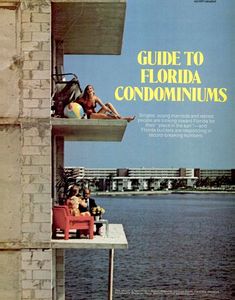 an advertisement for the florida condominiums is shown in front of a body of water