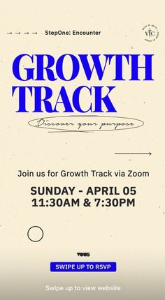 an advertisement for the growth track event