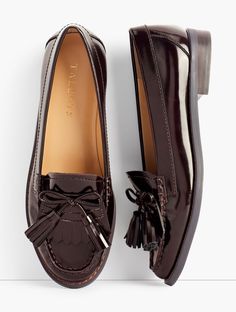 Shop Talbots for modern classic women's styles. You'll be a standout in our Laura Tasseled Loafers - only at Talbots! Gucci Loafers Women, Cute Loafers, Moccasins Women, Leather Loafers Women, Loafers Women, Brown Shoes, Tassel Loafers