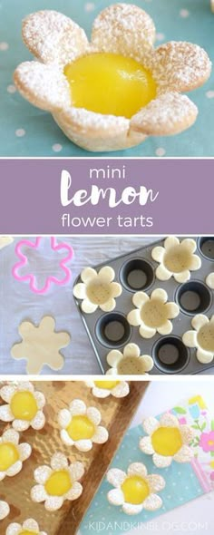 mini lemon flower tarts in the process of being made