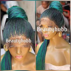 "PLEASE NOTE: Put your telephone number in the order message box as required by DHL Express for shipping. DESCRIPTION This item is new. Size: Nano twist Blue Green Nano Braided Wig made on a Full lace wig  Green and Blue extension LENGTH : 35-40 inches Properly installed on a full lace wig with adjustable straps and elastic band to aid a firm but comfortable grip on your head. Washable & very durable! With beautyhubb, you are always assured of a premium quality of our products and we pride ourse Sengalese Twists, Braid Wigs, Braid Wig, Twist Braid, Wig For Black Women, Box Braid Wig, Micro Braids, Quality Wigs, Braided Wig