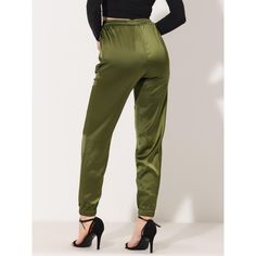 The pants take on a relaxed silhouette for the new season, with sports tailoring with tassel decor giving it a new fashionable elevated twist. Soft satin shapes the stylish pants with an elasticized, drawstring waist and straight legs. An ankle-length and a high-waisted further the cool style of the satin pants that are right for work and any casual occasion. Pair with the matching top for a complete look! Athleisure Pants, Satin Joggers, Tassel Decor, Joggers Pants, Satin Pants, Stylish Pants, Matching Top, Chic Woman, Jogger Pants