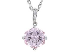 Bella Luce® pink and white diamond simulants 8.11ctw hexagon and round, rhodium over sterling silver hexagon cut pendant. Includes a 18" L x 0.03" W singapore chain that has a 2" extender and lobster claw clasp closure. Pendant measures approximately 0.50" L x 0.50" W and has a 2mm bail. Diamond equivalent weight is 4.92ctw. Fine Jewelry With Hexagon Brilliant Cut, Fine Jewelry Hexagon Brilliant Cut, Hexagon Brilliant Cut Jewelry For Formal Occasions, Hexagon Brilliant Cut Fine Jewelry, Formal Hexagon Brilliant Cut Jewelry, Octagon Brilliant Cut Diamond Jewelry, Hexagon Shaped White Gold Jewelry With Brilliant Cut, White Gold Hexagon Jewelry For Formal Occasions, Dazzling Asscher Cut Gemstone Jewelry