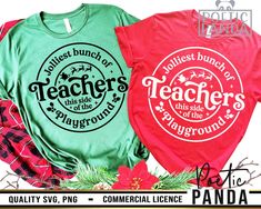 two teacher's t - shirts with the words teachers on them