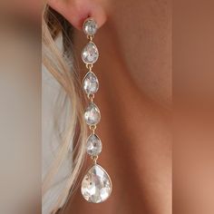 Ettika Crystal Drop Earrings White Long Drop Teardrop Earrings For Party, Ettika Jewelry, Crystal Drop Earrings, Crystal Drop, Earrings Color, Color White, Jewelry Earrings, Women Jewelry, Drop Earrings