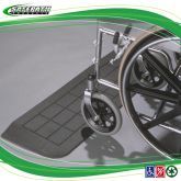 an image of a wheel chair with wheels on the front and back sides, as well as