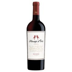 a bottle of red wine is shown on a white background with the label in english