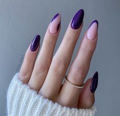 Dark Purple Nails, Purple Nail Art, Purple Acrylic Nails, Purple Nail Designs, Manicure Tips, Fake Nails With Glue, Chic Nails, Short Acrylic Nails