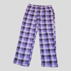 Snuggle Up During The Winter Months Wearing These Sonoma For Kohls Ladies Buffalo Plaid Pajamas Pants. Size L. Elastic Waist Pants Measures 32" W (Without The Stretch) And From 38 1/2"L From Waist To Hem. These Pants Are Great For Just Day To Day Lounging Around Or Just Chillinging In Your Own Space. Comes With A Nifty Matching Drawstring Bag, Which Makes It Great For Traveling, With Enough Room For Socks And A Lightweight Top. From Smoke/Pet Free Home. *** Free Surprise Artisan Gift With Purcha Casual Purple Bottoms For Pajama Party, Casual Purple Pants For Pajama Party, Purple Cotton Pants For Pajama Party, Casual Purple Sleepwear For Loungewear, Purple Cotton Bottoms For Pajama Party, Purple Pants For Pajama Party, Purple Long Pants For Lounging, Relaxed Fit Purple Bottoms For Loungewear, Purple Cotton Pants For Loungewear