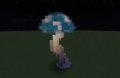 a pixellated image of a mushroom in the night sky