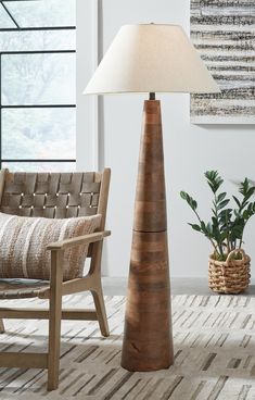 Danset Brown Floor Lamp - Ornate Home Brown Wood Table, Brown Floor, Wood Floor Lamp, Table Lamp Wood, Honey Brown, Wood Lamps, Ashley Furniture, Tv Room, Floor Lamp Lighting