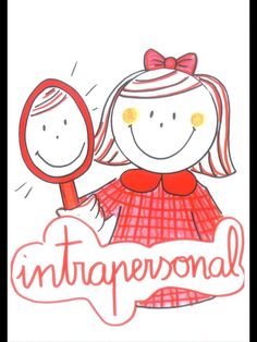 a drawing of a girl holding a magnifying glass with the word'interpeteronal'underneath it