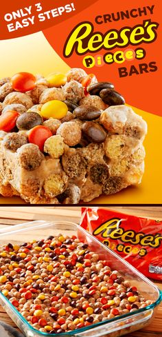 an advertisement for reese's pigs bar with the same image as it appears in this ad