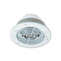 a white exhaust fan on a white background with the light turned off and it is not in use